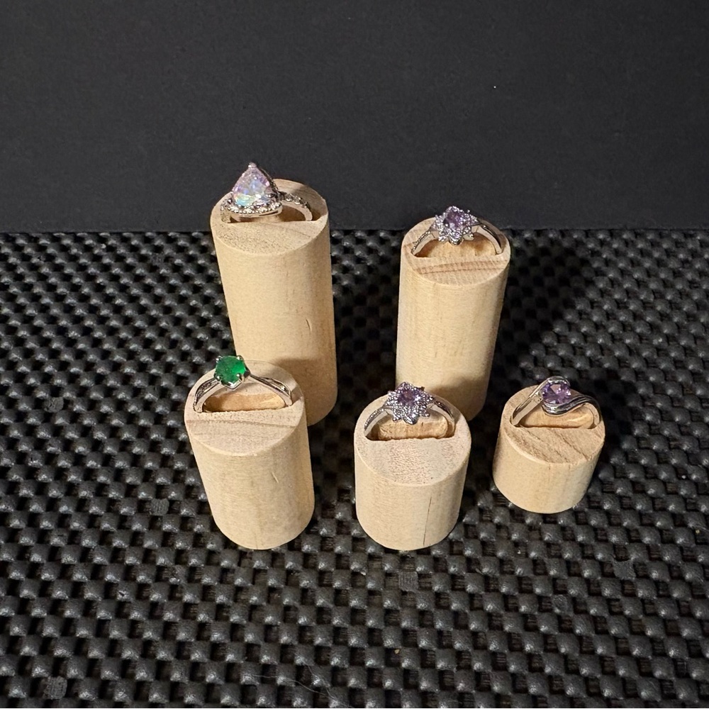 Set Of Five Wooden Ring Display Set